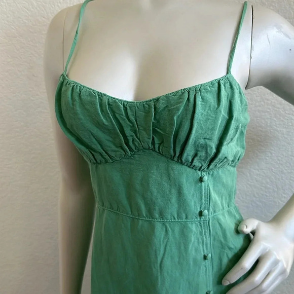 NWT Zara Green Lined Button Midi Dress - Picture 8 of 9